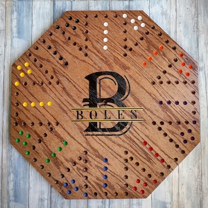 Custom 4/8 double side hand made wahoo game board, Wahoo game for up to 8 players, custom center design Wahoo game, Aggravation game custom