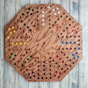 NEW 8 player Wahoo game board, Large octagon aggravation game board, wooden wahoo board, 8 players 画像 7