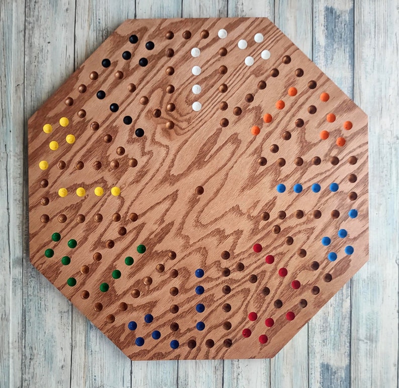 NEW 8 player Wahoo game board, Large octagon aggravation game board, wooden wahoo board, 8 players 画像 7