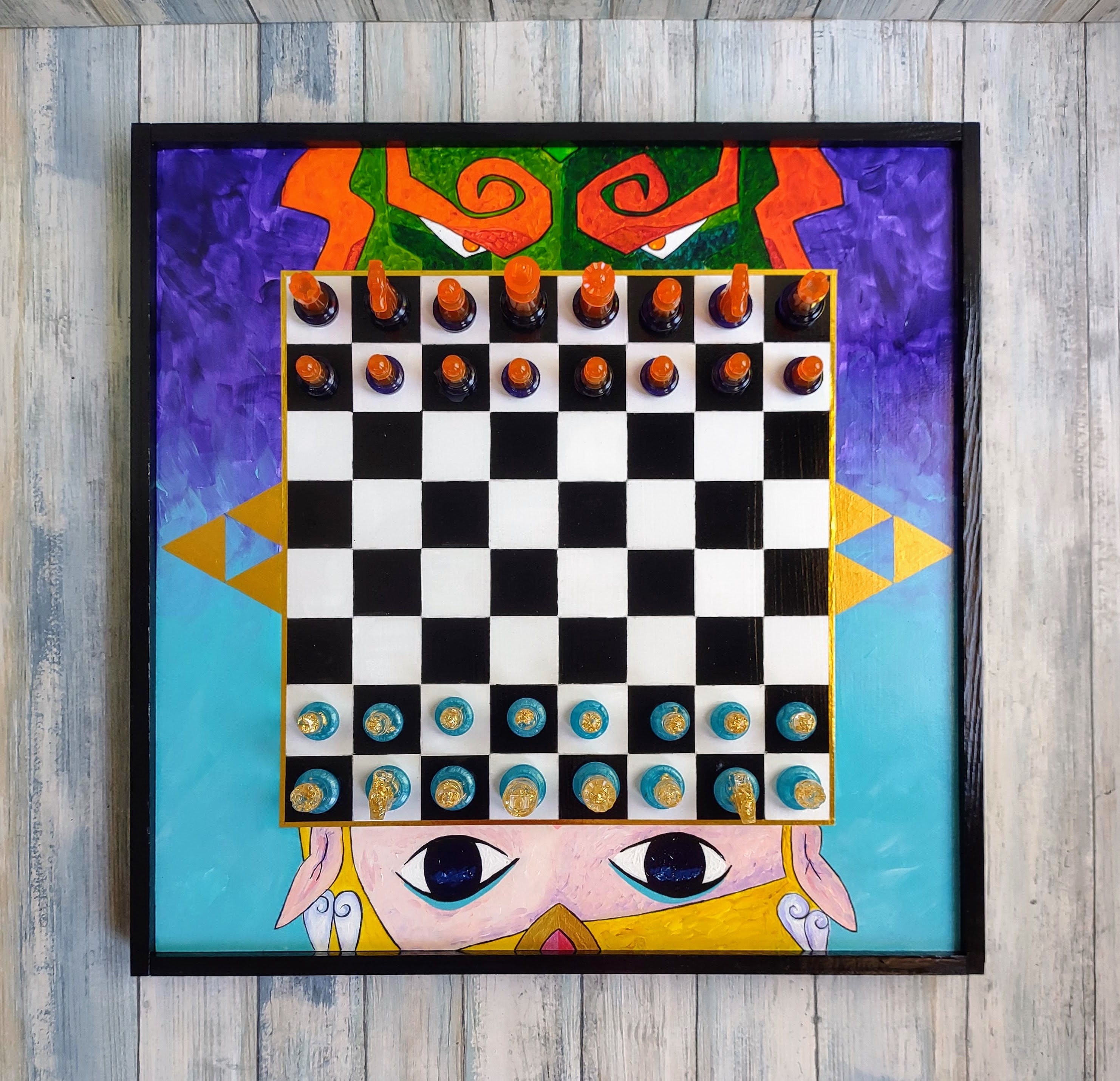 Custom Chess game board, hand-painted Chessboard, personalized ...