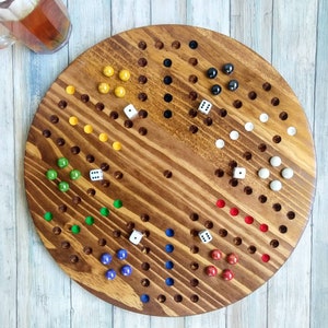 6 player Wahoo game board, Large round aggravation game board, Wooden wahoo board, 6 players, family games, marbles