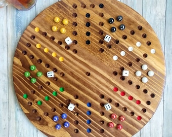6 player Wahoo game board, Large round aggravation game board, Wooden wahoo board, 6 players, family games, marbles