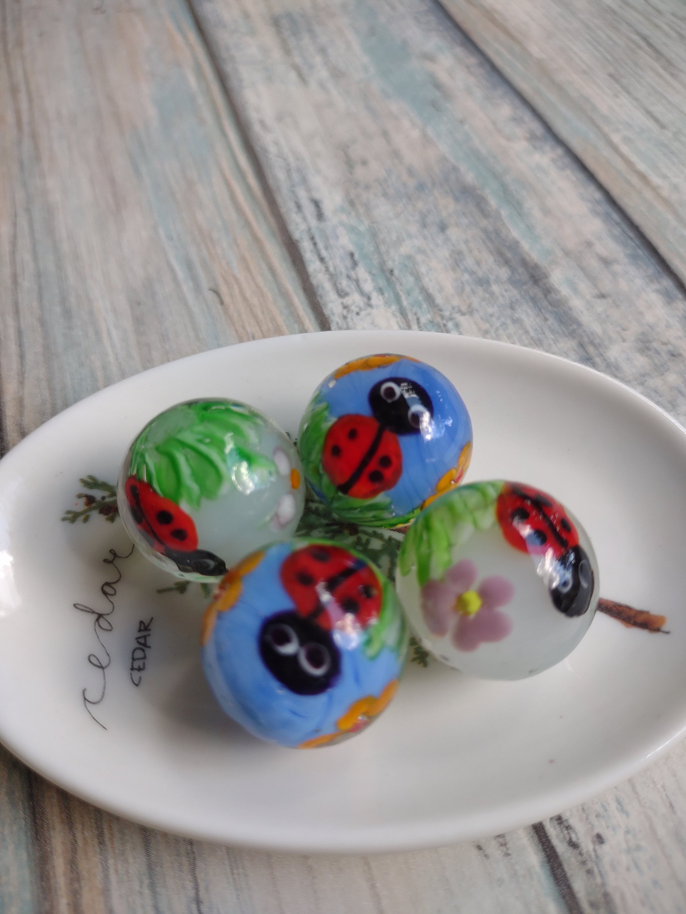 Ladybug Glass Marbles, 22mm Collector Marbles, Ladybird Collector ...
