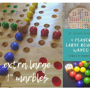 extra large marble Wahoo game board, large round wahoo, four player wahoo, 4 player aggravation game, 1&quot; marble wahoo game, marbles game