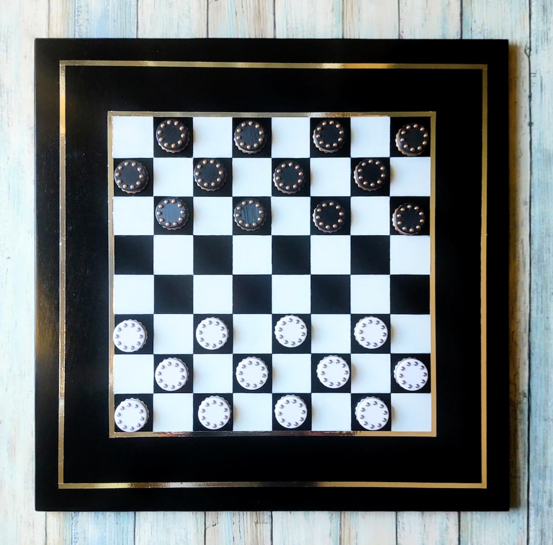 Hand-painted Black and White Checkerboard: Modern Chess Game Board - Etsy