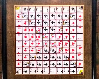 One eyed Jack game board, playing cards game board, hand made One eyed Jack game, Dark Walnut one eyed Jack game