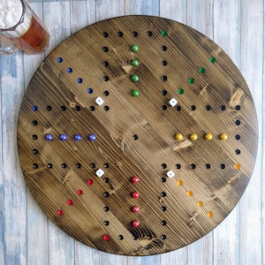 Extra large 4 player wahoo game board, regular marble 24&quot; extra large Aggravation game board, round 4 player wahoo game,marble game