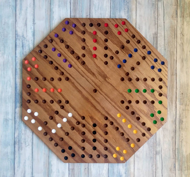 NEW 8 player Wahoo game board, Large octagon aggravation game board, wooden wahoo board, 8 players 画像 3