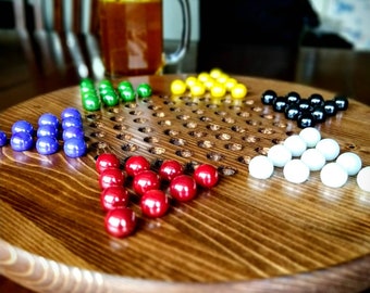 Chinese Checkers/ wahoo game board, double side Chinese checkers and aggravation game, small Chinese Checkers and wahoo game handmade wahoo
