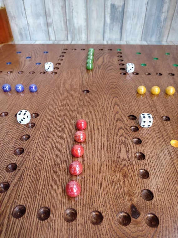 Aggravation Board Game 2 to 4 player. Hand made. Wahoo, Marble Wood gj