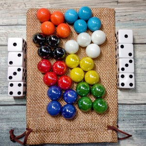 replacement marbles set for Wahoo, marbles set for 4, 6 or 8 player Wahoo, Aggravation replacement marbles and dice set, 16 mm marbles