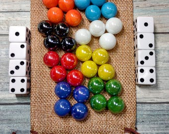 replacement marbles set for Wahoo, marbles set for 4, 6 or 8 player Wahoo, Aggravation replacement marbles and dice set, 16 mm marbles