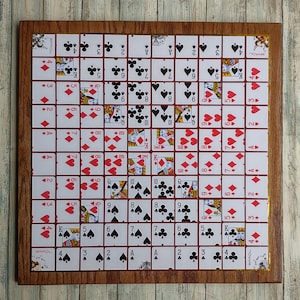 Handmade Wood One-Eyed Jack Game Board – Chestnut Finish | Large Card Cut | Fun for 2-3 Players or Teams