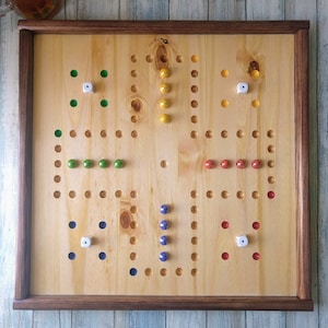 Wahoo game board, square, framed Wahoo, 4 player wahoo board, Classic Wahoo game,  aggravation board, marble game, wood stained wahoo board