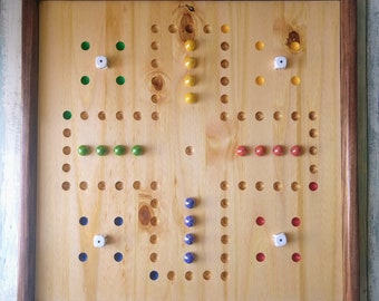 Wahoo game board, square, framed Wahoo, 4 player wahoo board, Classic Wahoo game,  aggravation board, marble game, wood stained wahoo board