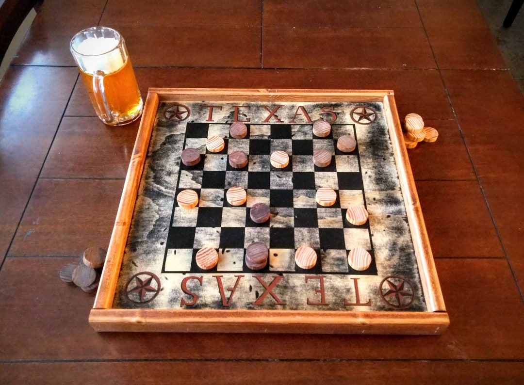 Checker Rustic Texas Checkers. Large Checker Board, Chess Board, Re Claimed Wood, Game ...