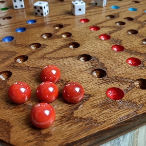 5 Marbles Per Player | 8-Player Wahoo Game Board | 20" Octagon | Handcrafted Aggravation Game | 4x6 Layout