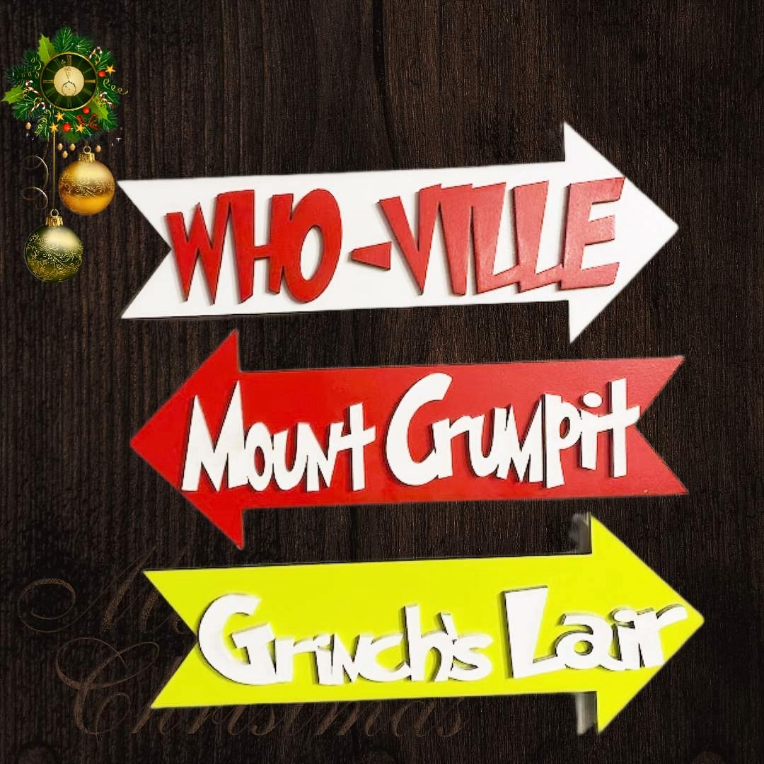 WHO-VILLE MOUNT Crumpit Wood Sign Grinch Laser Cut - Etsy