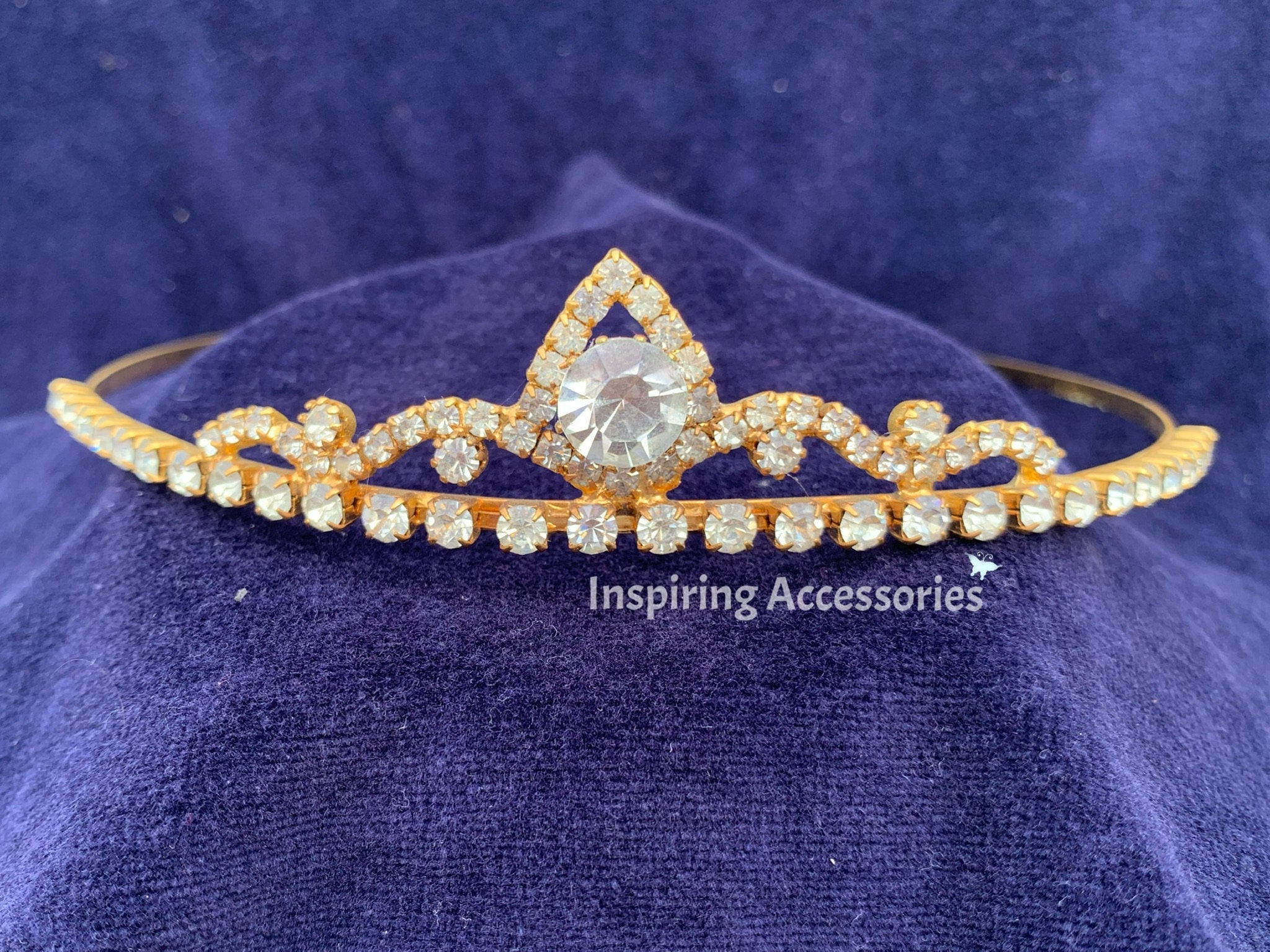 Vintage Gold Crystal Teardrop Tiara crystal Luxury Crystal Teardrop Bridal Tiara - Silver Cz Diamond  main image 3