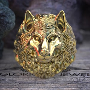 Handgemaakte wolfsring - groot en zwaar met uniek gegraveerd ontwerp - gedurfde heavy-wolfring - gedetailleerd gesneden ontwerp met edgy look