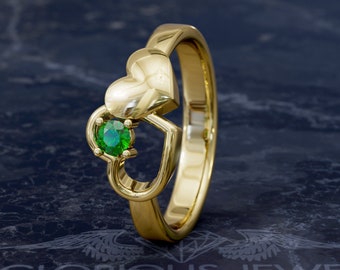 Double Heart CZ Ring: Gold Wedding Engagement Ring