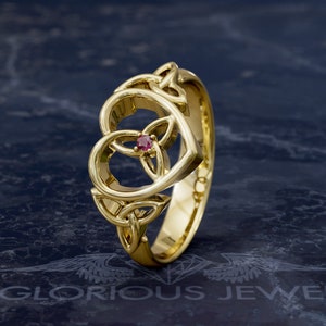 Celtic Heart Knot Ring: Gold or Silver Irish Wedding Band