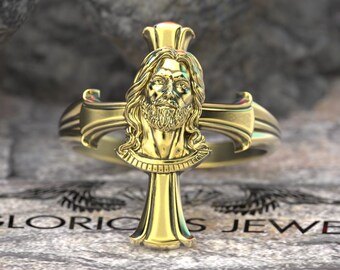 Jesus Cross Ring: Sterling Silver Religious Jewelry