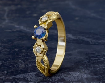 Custommade Hyrule warrior Navy Triforce Ring available in Gold 18K, 14K, Silver 925, Brass & Bronze with worldwide FedEX EXPRESS shipping