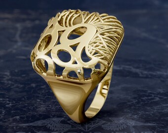 Bridal Flower Floral light ring available in solid Gold 18K, 14K, 10K, Silver, Brass and Bronze with worldwide FedEX Express shipping