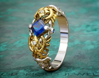 Elegant Zora Sapphire Gold Engagement Ring - Handcrafted Beauty - Unique Proposal Ring - Magical Zora Navi Sapphire Silver Ring