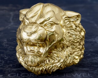 Heavy Jaguar Ring: Gold Panther Jewelry, Wild Cat Ring