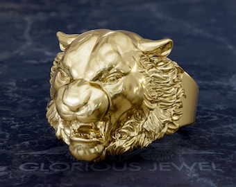 Heavy Jaguar Ring: Gold Panther Jewelry, Wild Cat Ring