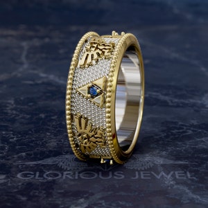 Triforce Wedding Band: Zora Sapphire Ring, Gamer Jewelry Gift