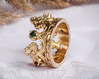 Crown ring, Tiara ring, Queen crown ring, King crown ring, Engagement ring, Wedding band, Princess crown ring, Custom made, Queen ring