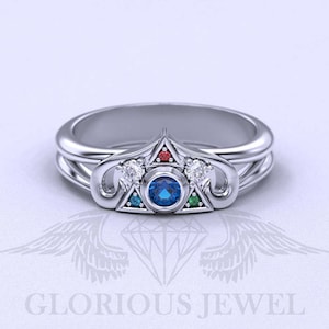 Game Ring with natural ruby, Sapphire, Emerald, Peridot and diamonds in Silver 925, Gold 14K and Gold 18K image 1