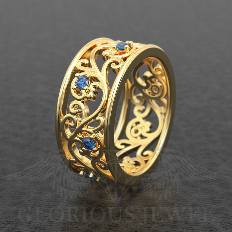 Flower Wedding Ring Flower Wedding Band Floral Wedding Ring Etsy