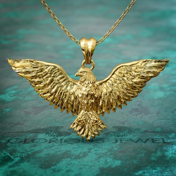 Warrior Eagle Gold and Silver Pendant Handcrafted Statement Jewelry Majestic Eagle Warrior Necklace Unique Wildlife Inspired Jewelry Etsy