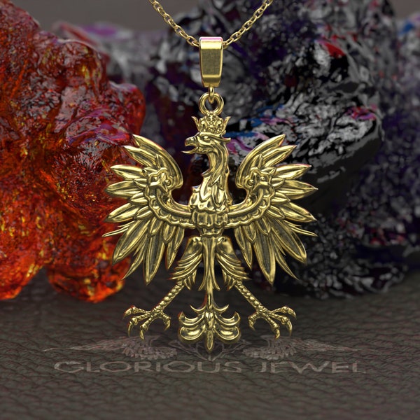 Pendentif aigle polonais de 3 cm, polska bialo czerwoni, fête nationale polonaise, bijoux polonais en or, Love Polska, pendentif aigle, pendentif aigle en argent