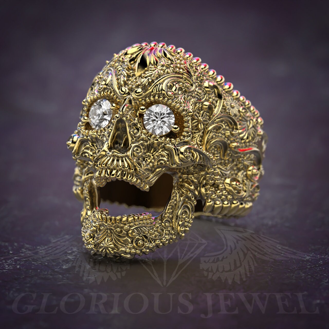 Sugar Skull Ring Etsy Singapore