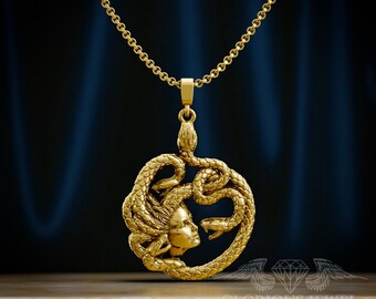 3cm Medusa Snake Pendant: Greek Goddess Jewelry