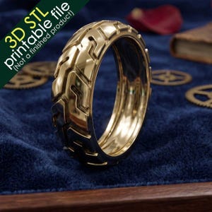 Tire Tread Wedding Ring 3D STL File, Slim Mechanic Band CAD Model for 3D Printing, Car Enthusiast Jewelry, 5 US Sizes