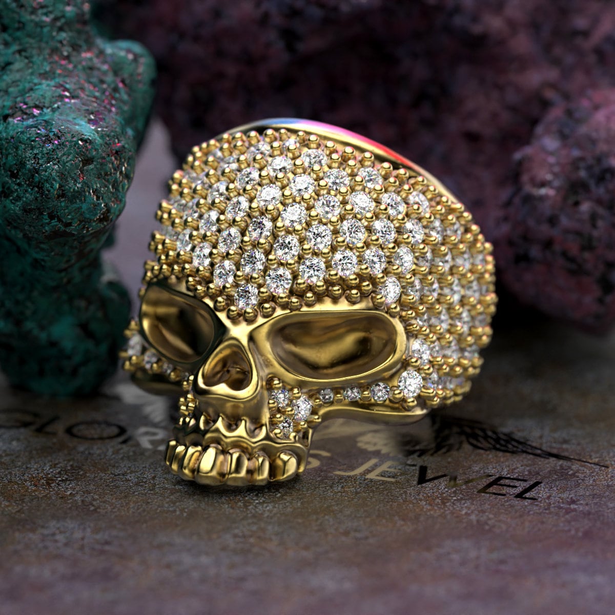 Calavera Anillo Del Chino Antrax Anillo Antrax Cristales Dorado
