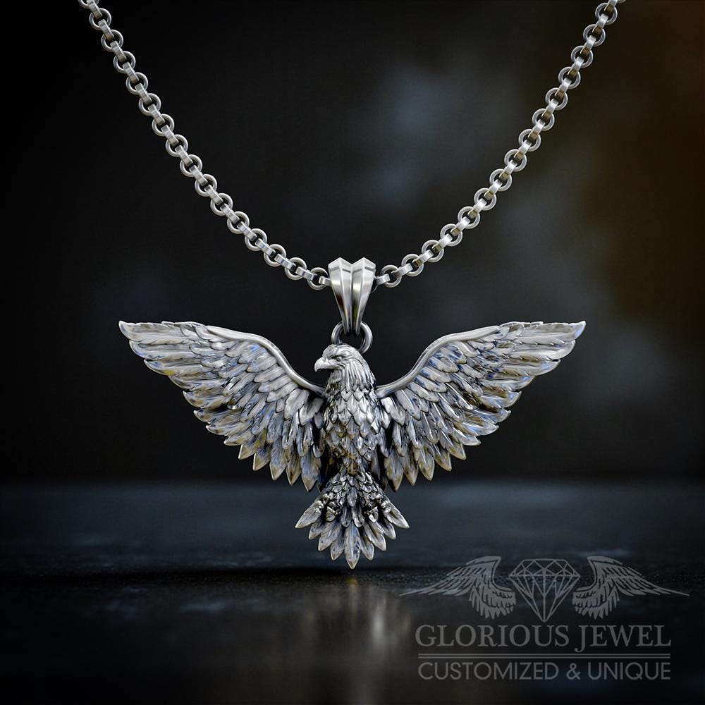 Handcrafted Eagle Pendant: Gold & Silver Warrior Necklace - Etsy