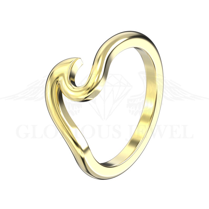 Wave Engagement Ring Ocean Waves Jewelry Gold Wave Ring Etsy