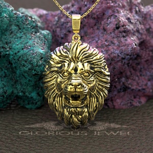 Big Lion Pendant, Leo Necklace, Lion Lover, Animal Pendant, Gold Lion pendant, Silver Lion Pendant, Gold Lion Jewelry, King Gold Pendant