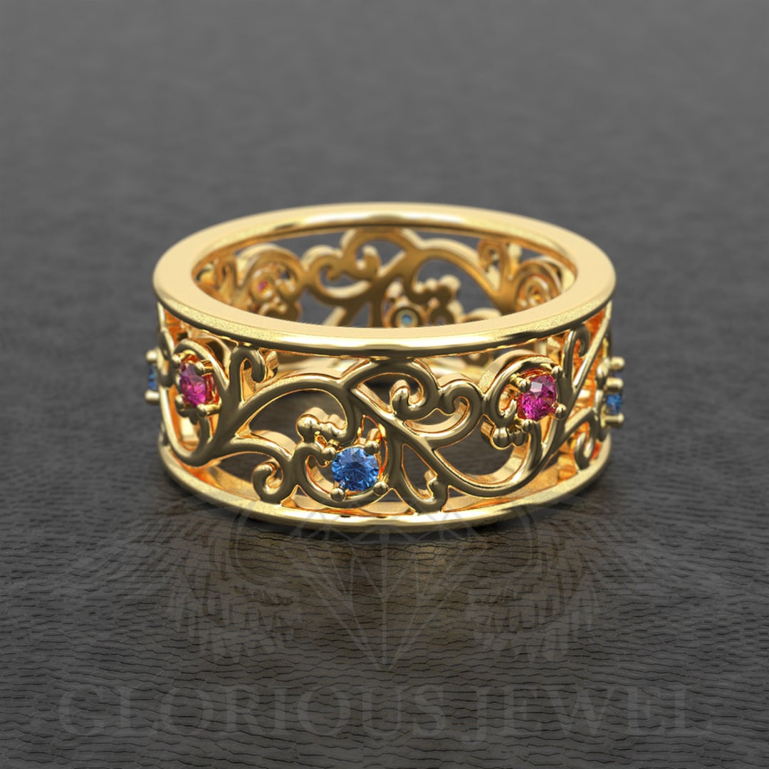 Flower Wedding Ring, Flower Wedding Band, Floral Wedding Ring, Flower