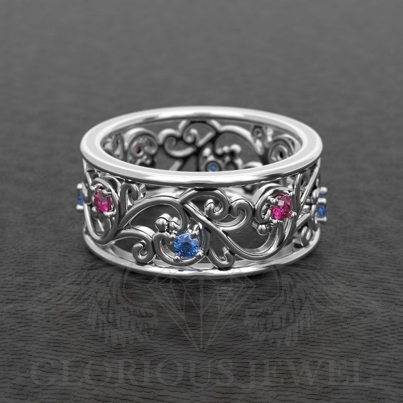 Flower Wedding Ring Flower Wedding Band Floral Wedding Ring Etsy