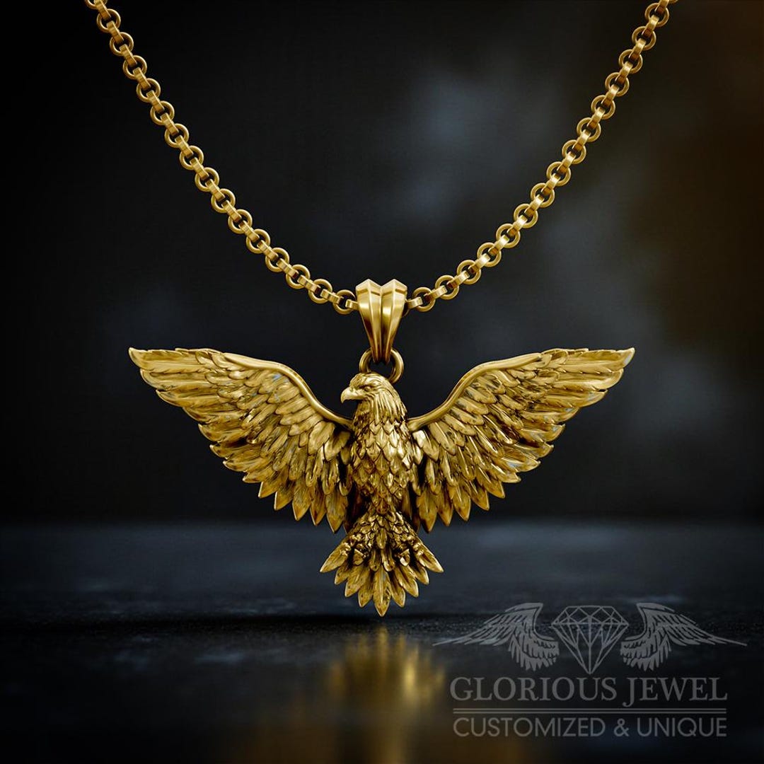 Handcrafted Eagle Pendant: Gold & Silver Warrior Necklace - Etsy