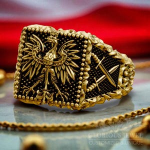 Polish Eagle ring, Polish Eagle Swords, polska bialo czerwoni, Poland National day, Gold Polish jewelry, Love Polska, Eagle Pendant, OOAK