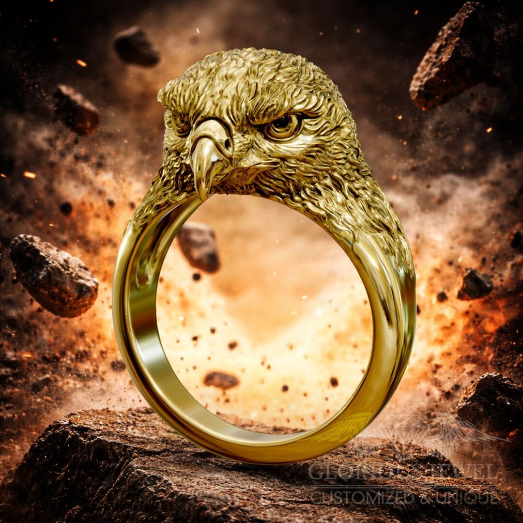 Eagle Signet Ring: Hawk Bird Jewelry, Hunter Ring - Available in Silver ...